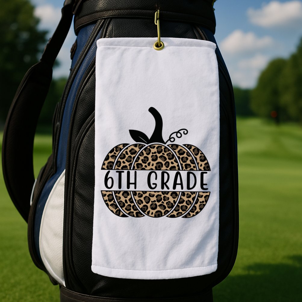 6th Grade Leopard Pumpkin Golf Towel