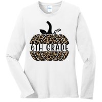 6th Grade Leopard Pumpkin Ladies Long Sleeve Shirt