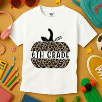 6th Grade Leopard Pumpkin Kids T-Shirt