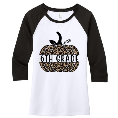 6th Grade Leopard Pumpkin Women's Tri-Blend 3/4-Sleeve Raglan Shirt