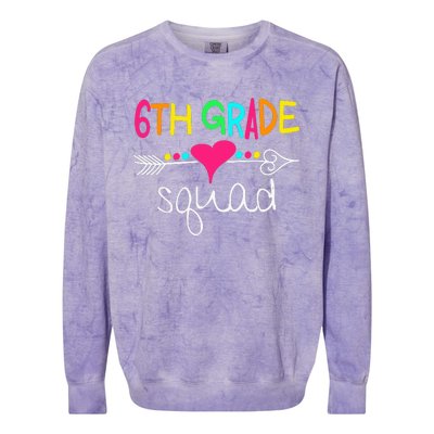 6th Grade Squad Sixth Teacher Student Team Back To School Gift Colorblast Crewneck Sweatshirt