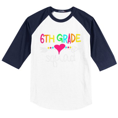 6th Grade Squad Sixth Teacher Student Team Back To School Gift Baseball Sleeve Shirt