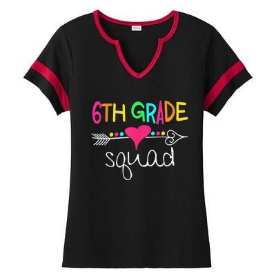 6th Grade Squad Sixth Teacher Student 100 Days Of School Ladies Halftime Notch Neck Tee