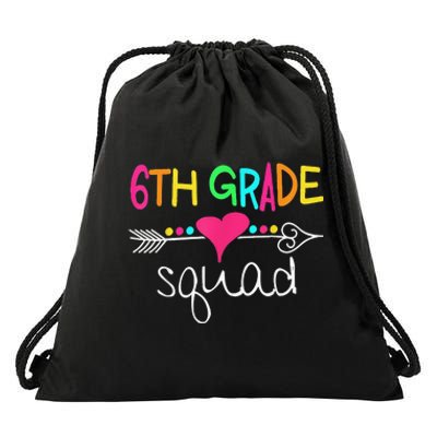 6th Grade Squad Sixth Teacher Student 100 Days Of School Drawstring Bag