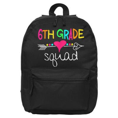 6th Grade Squad Sixth Teacher Student 100 Days Of School 16 in Basic Backpack