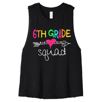 6th Grade Squad Sixth Teacher Student 100 Days Of School Women's Racerback Cropped Tank