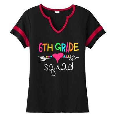 6th Grade Squad Sixth Teacher Student Team Back To School Ladies Halftime Notch Neck Tee