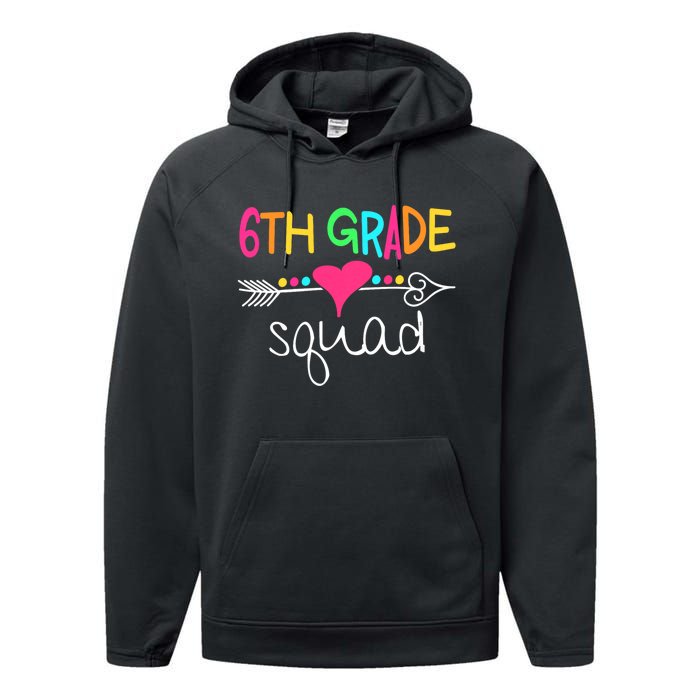 6th Grade Squad Sixth Teacher Student Team Back To School Performance Fleece Hoodie