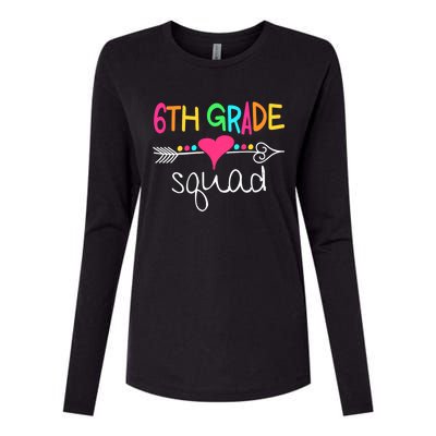 6th Grade Squad Sixth Teacher Student Team Back To School Womens Cotton Relaxed Long Sleeve T-Shirt