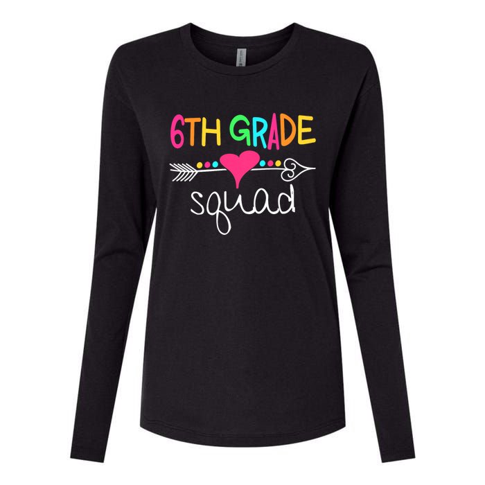 6th Grade Squad Sixth Teacher Student Team Back To School Womens Cotton Relaxed Long Sleeve T-Shirt