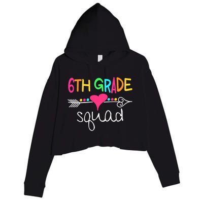 6th Grade Squad Sixth Teacher Student Team Back To School Crop Fleece Hoodie