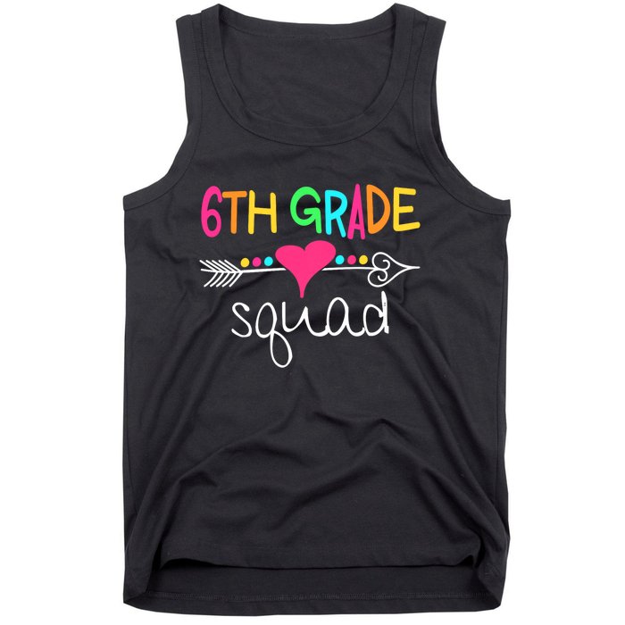 6th Grade Squad Sixth Teacher Student Team Back To School Tank Top