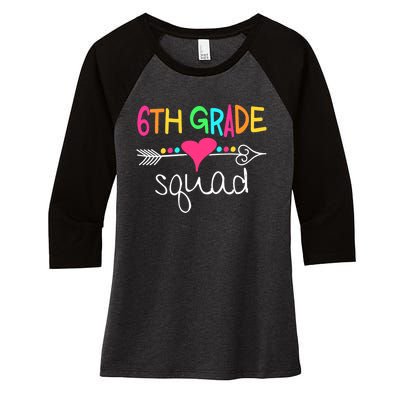 6th Grade Squad Sixth Teacher Student Team Back To School Women's Tri-Blend 3/4-Sleeve Raglan Shirt