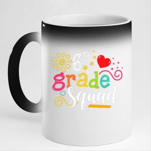 6th Grade Squad Student Teacher Gift Back To School 11oz Black Color Changing Mug