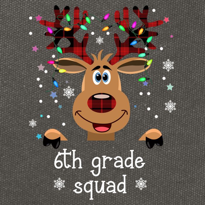6th Grade Squad Reindeer Christmas Cotton Canvas Backpack