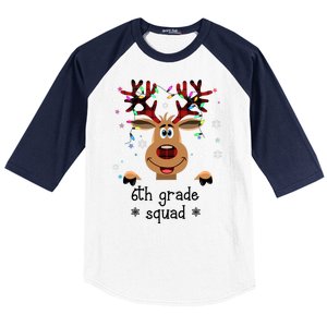 6th Grade Squad Reindeer Christmas Baseball Sleeve Shirt