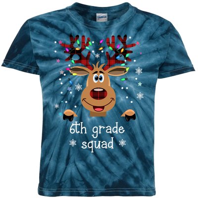 6th Grade Squad Reindeer Christmas Kids Tie-Dye T-Shirt