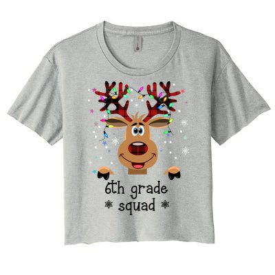 6th Grade Squad Reindeer Christmas Women's Crop Top Tee