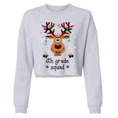 6th Grade Squad Reindeer Christmas Cropped Pullover Crew