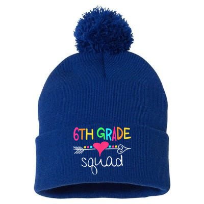 6Th Grade Squad Sixth Teacher Student Team Back To School Cute Gift Pom Pom 12in Knit Beanie