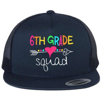 6th Grade Squad Sixth Teacher Student Team Back To School Flat Bill Trucker Hat