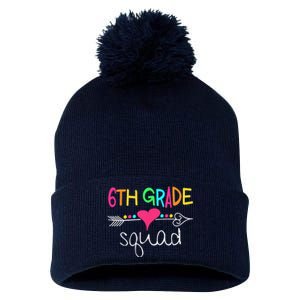 6th Grade Squad Sixth Teacher Student Team Back To School Pom Pom 12in Knit Beanie