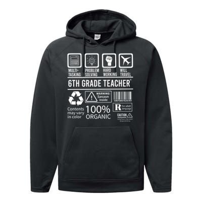 6th Grade Teacher MultiTasking Certified Job Gift Sixth Grade Performance Fleece Hoodie