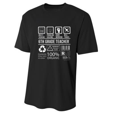 6th Grade Teacher MultiTasking Certified Job Gift Sixth Grade Performance Sprint T-Shirt