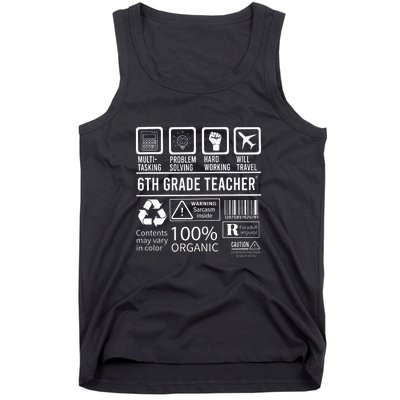 6th Grade Teacher MultiTasking Certified Job Gift Sixth Grade Tank Top