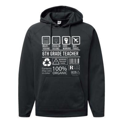 6th Grade Teacher MultiTasking Certified Job Back To School Gift Performance Fleece Hoodie