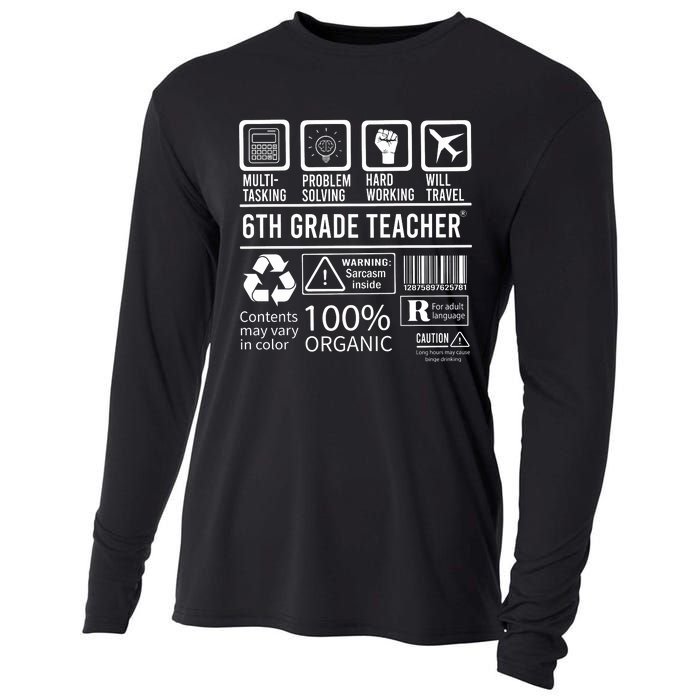 6th Grade Teacher MultiTasking Certified Job Back To School Gift Cooling Performance Long Sleeve Crew