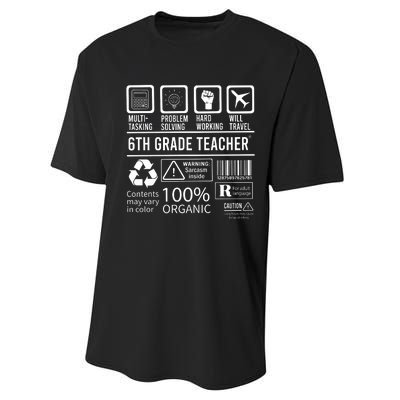 6th Grade Teacher MultiTasking Certified Job Back To School Gift Performance Sprint T-Shirt