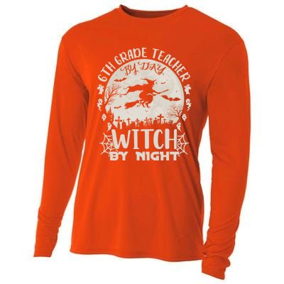 6Th Grade Teacher By Day Witch By Night Funny Halloween Cute Gift Cooling Performance Long Sleeve Crew