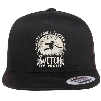 6Th Grade Teacher By Day Witch By Night Funny Halloween Cute Gift Flatbill Hat