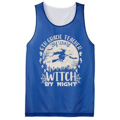 6Th Grade Teacher By Day Witch By Night Funny Halloween Cute Gift Mesh Reversible Basketball Jersey Tank