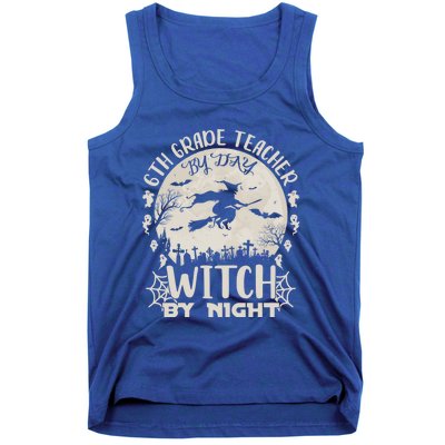 6Th Grade Teacher By Day Witch By Night Funny Halloween Cute Gift Tank Top