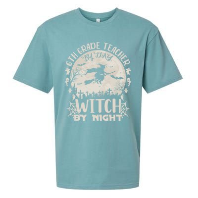 6Th Grade Teacher By Day Witch By Night Funny Halloween Cute Gift Sueded Cloud Jersey T-Shirt