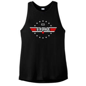 6th Grade Top Gun Pilot Back To School Ladies PosiCharge Tri-Blend Wicking Tank