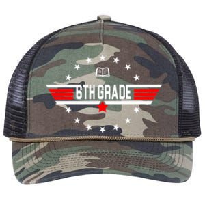 6th Grade Top Gun Pilot Back To School Retro Rope Trucker Hat Cap