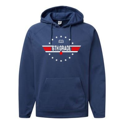 6th Grade Top Gun Pilot Back To School Performance Fleece Hoodie