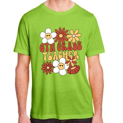 6Th Grade Teacher Groovy Sixth Grade Teacher Gift Adult ChromaSoft Performance T-Shirt