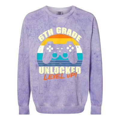 6Th Grade Unlocked Level Up Gamer Back To School Sixth Grade Gift Colorblast Crewneck Sweatshirt