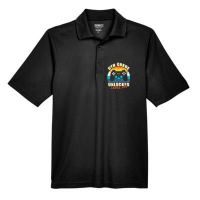 6Th Grade Unlocked Level Up Gamer Back To School Sixth Grade Gift Men's Origin Performance Pique Polo