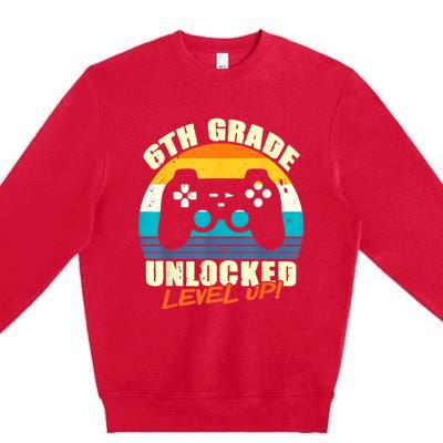 6Th Grade Unlocked Level Up Gamer Back To School Sixth Grade Gift Premium Crewneck Sweatshirt