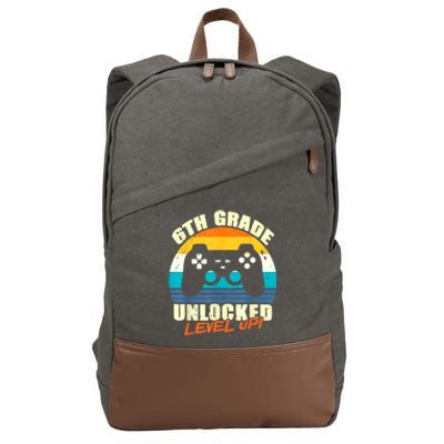 6Th Grade Unlocked Level Up Gamer Back To School Sixth Grade Gift Cotton Canvas Backpack