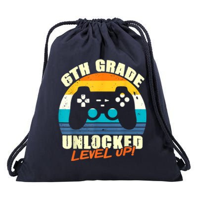 6Th Grade Unlocked Level Up Gamer Back To School Sixth Grade Gift Drawstring Bag