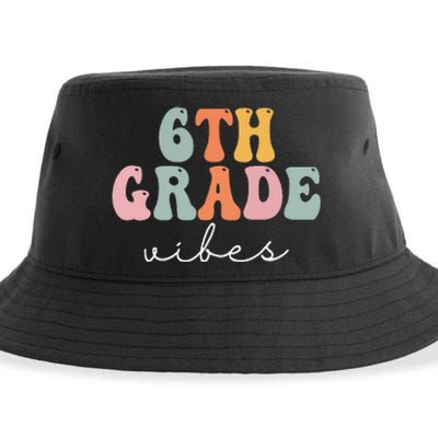 6th Grade Vibes Retro Groovy Wo Happy First Day Of School Sustainable Bucket Hat