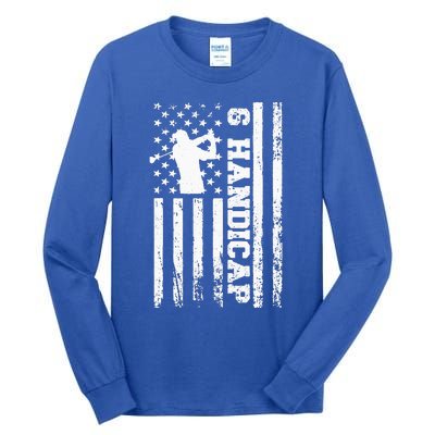 6 Handicap Golf Vintage American Flag Biden Trump Debate Tall Long Sleeve T-Shirt