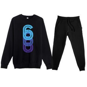 6 Lucky Number 6th Year Birthday Age Sports Team Premium Crewneck Sweatsuit Set