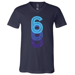 6 Lucky Number 6th Year Birthday Age Sports Team V-Neck T-Shirt